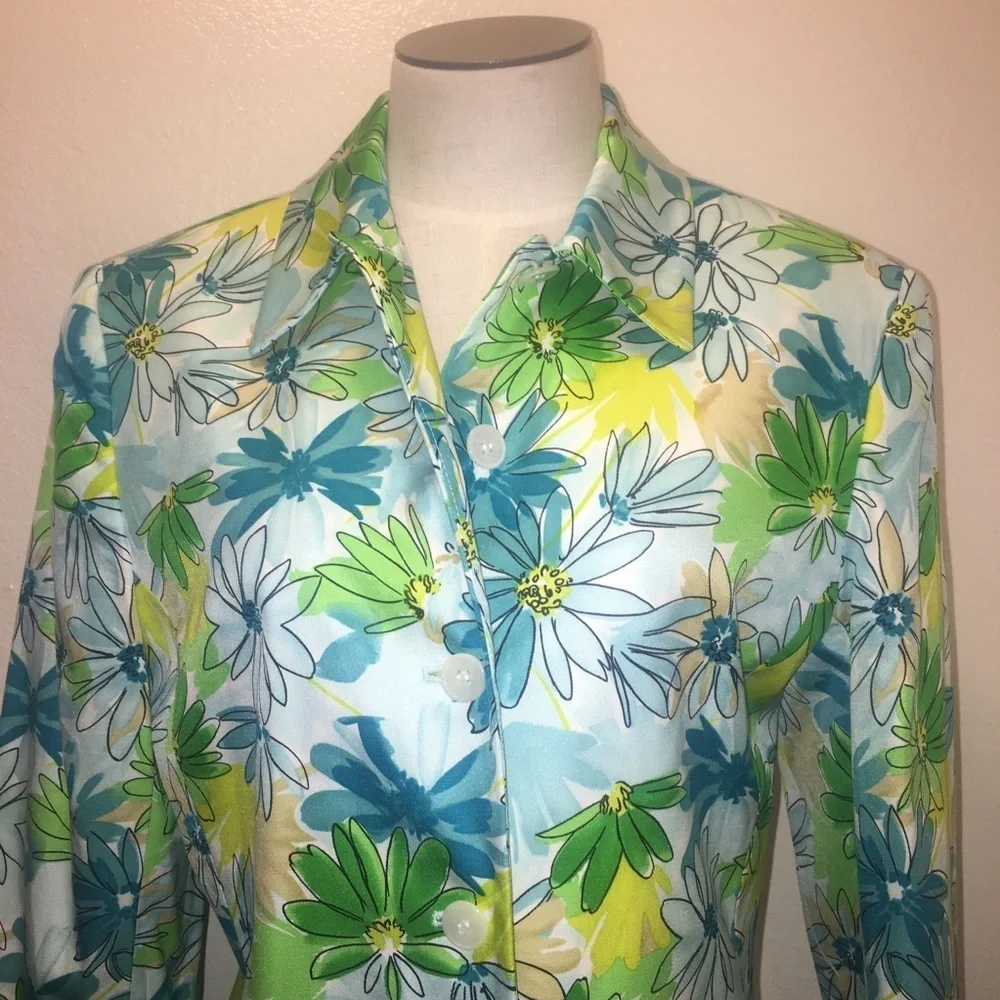 Jones New York Silk/Cotton Floral Light Jacket